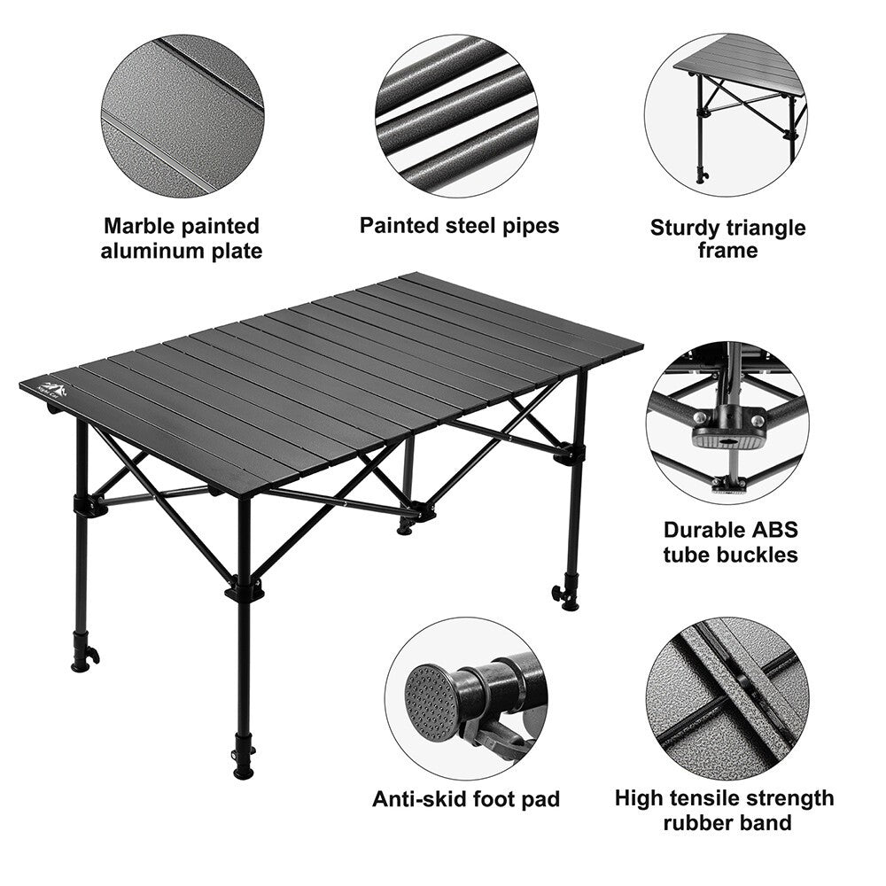 Portable Folding Camping Table with Adjustable Height & Carry Bag