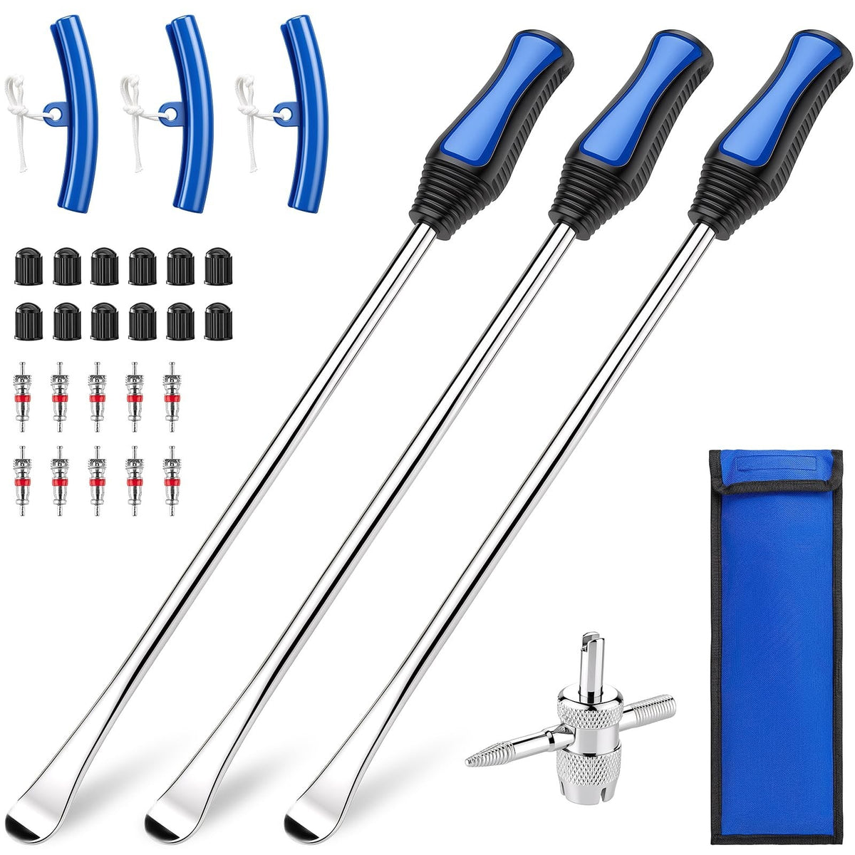 15-Inch Tire Removal Kit with 30 Steel Spoons & Accessories for Dirt Bike, Lawn Mower, Motorcycle