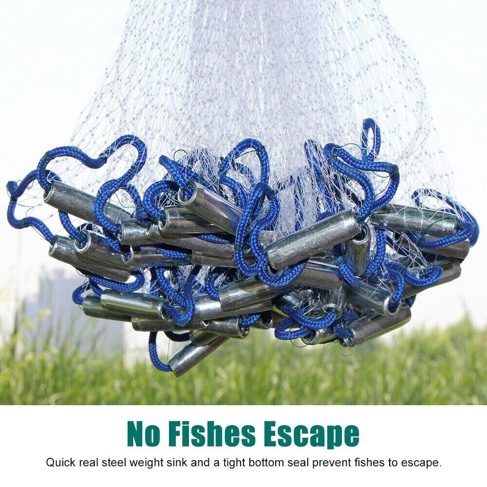 Heavy Duty Nylon Cast Net for Fishing - Multiple Radius Sizes
