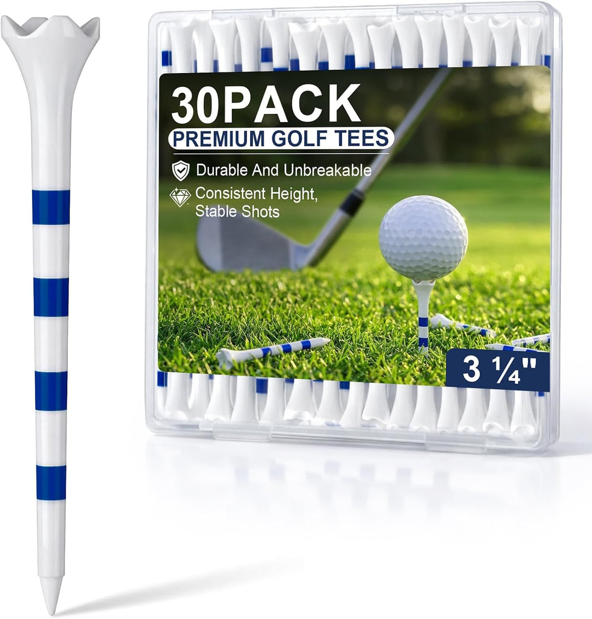 Plastic Golf Tees 3-1/4 Inch Pack of 30/50/100 Durable Driver Tees