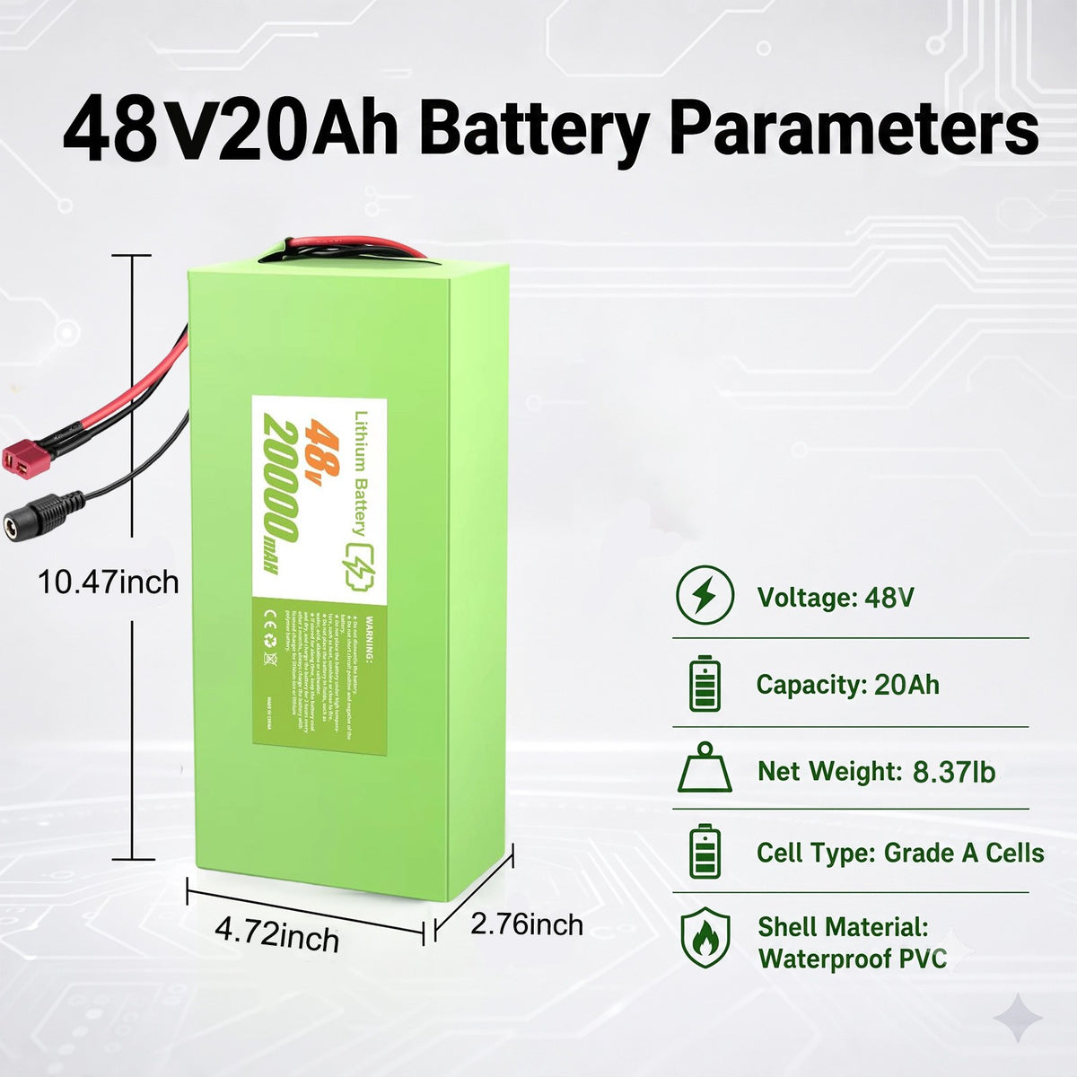 Electric Bicycle Battery Pack 36V 48V 52V 10Ah-30Ah for E-Bikes UL Certified