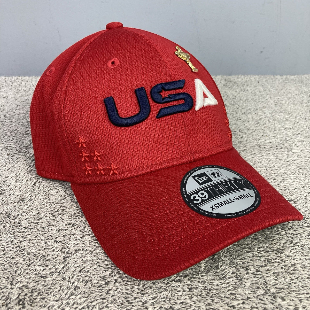 Golf Hat Fitted 2025 Ryder Cup Bethpage USA Support Cap XS/S Red