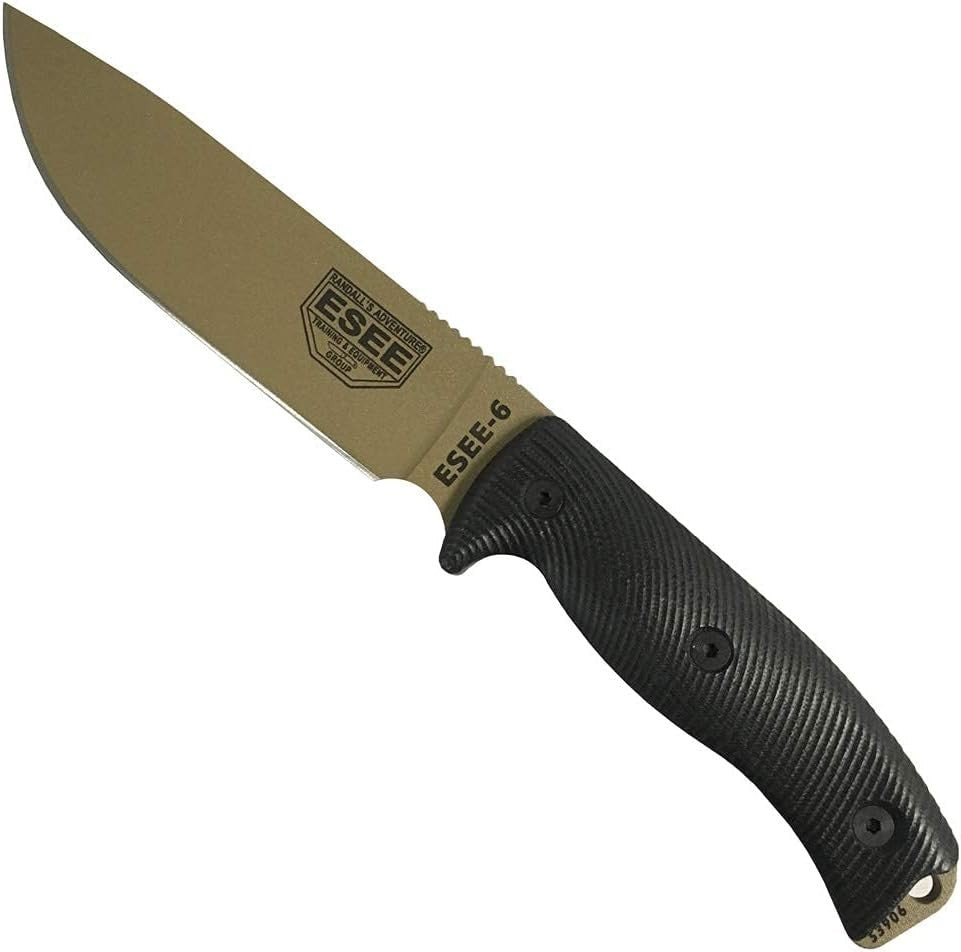Fixed Blade Survival Knife 6.5 inch High Carbon Steel Black G10 Handle US Made