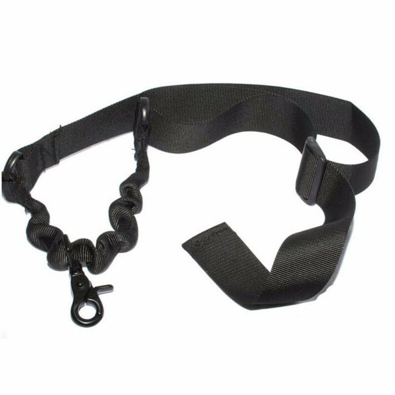 Tactical Single Point Rifle Sling with Adjustable Bungee Cord - Black