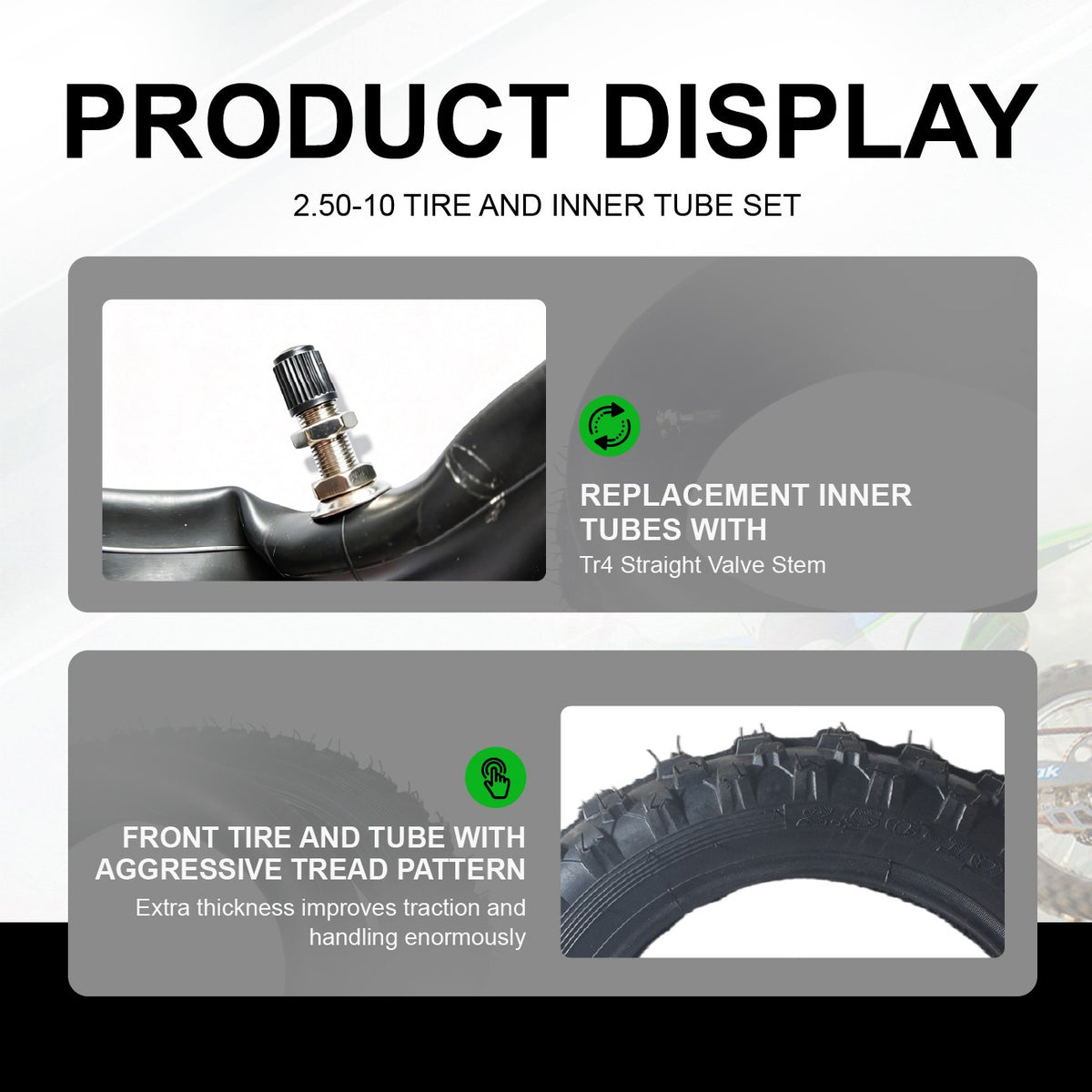 10-Inch Tire & Inner Tube Set for Honda CRF50F XR50R Dirt Bike 2.50-10