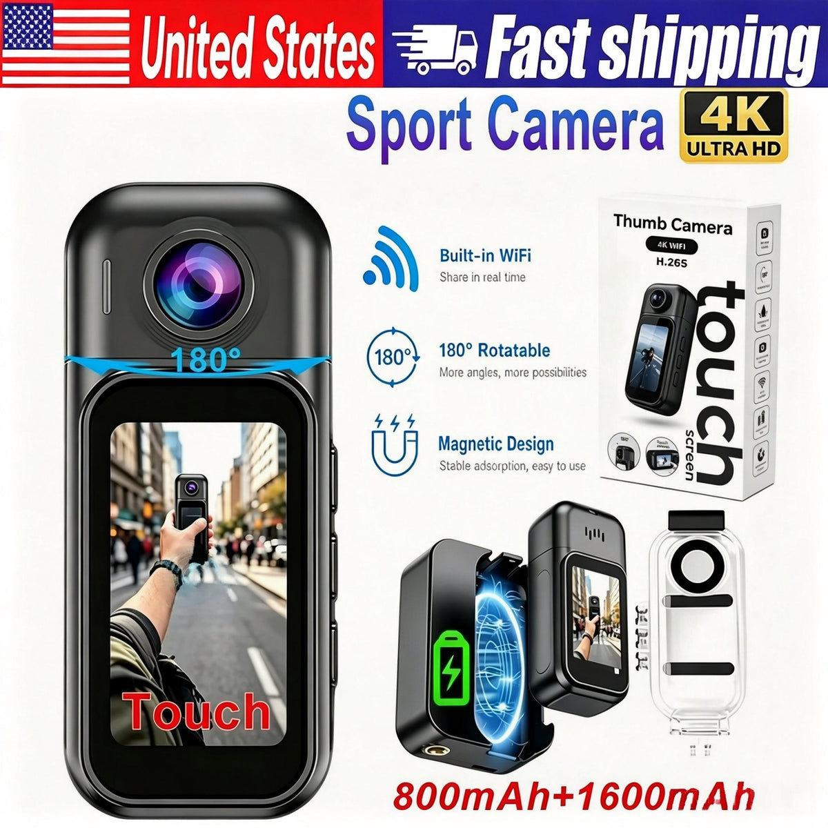 4K Mini Body Camera with 64GB Memory - Wearable Action Cam for Cycling & Outdoor Use