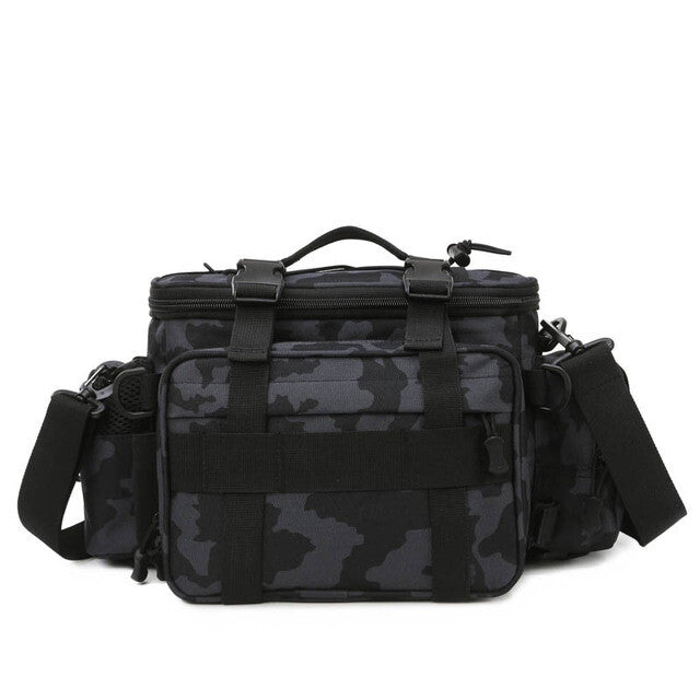 Water-Resistant Fishing Tackle Bag with Multiple Storage Pockets and Adjustable Strap