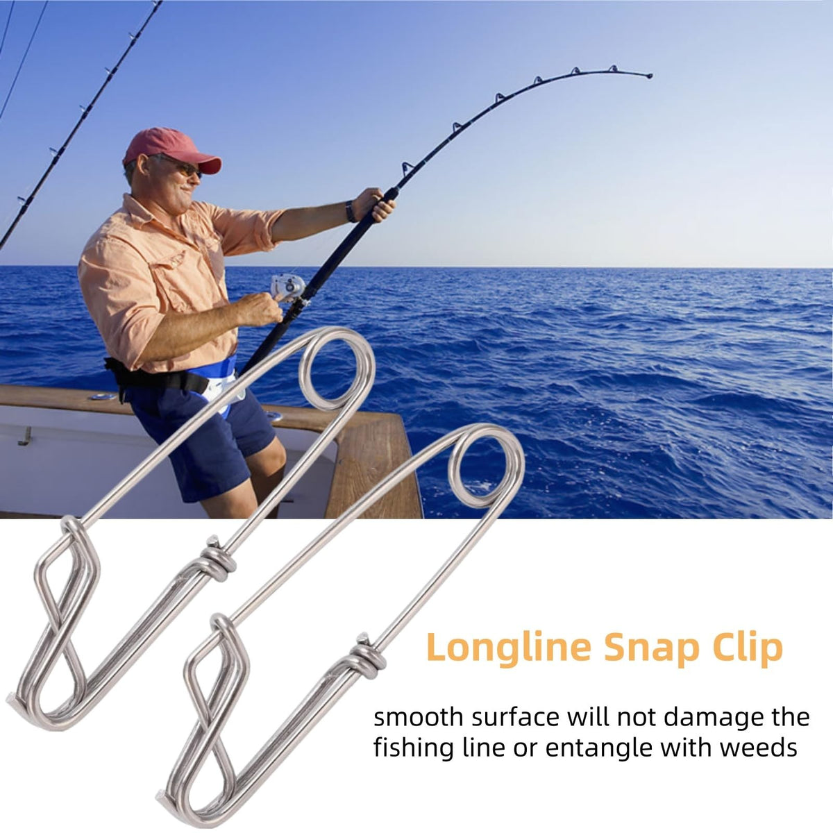 Stainless Steel Long Line Fishing Snap Clips - Tuna, Shark, Crab Hooks - Corrosion-Resistant
