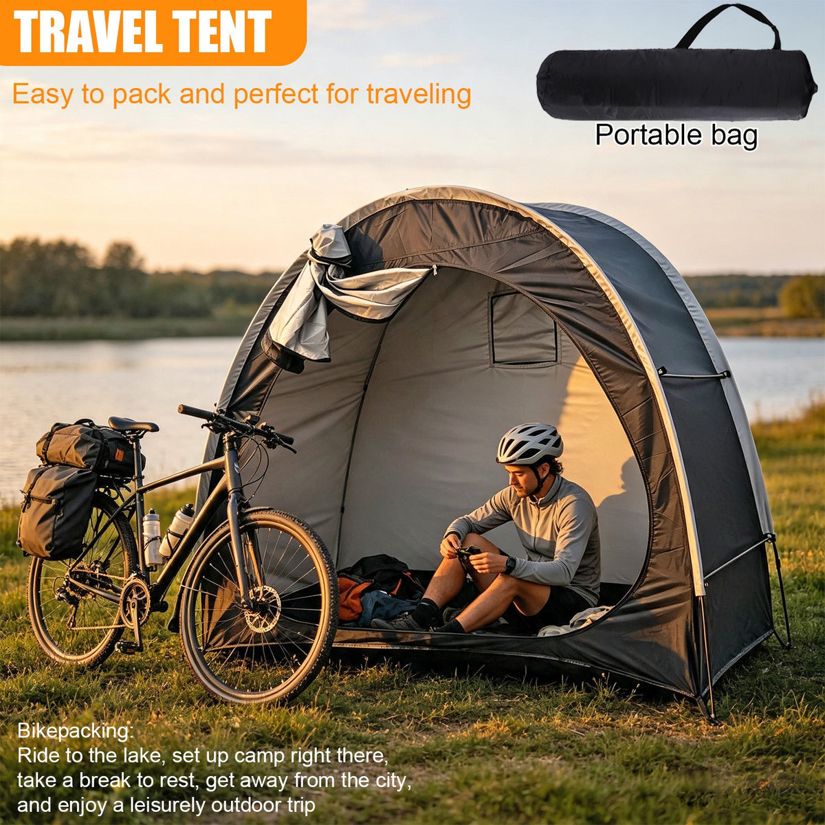 Portable Waterproof Bike Storage Tent for 2-4 Bicycles Outdoor Shelter