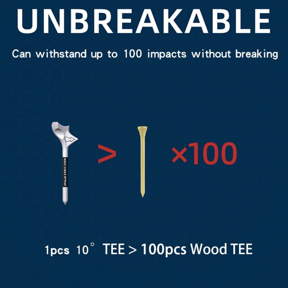10-Pack Golf Tees 10° Oblique Diamond Shape Impact-Resistant Support Base
