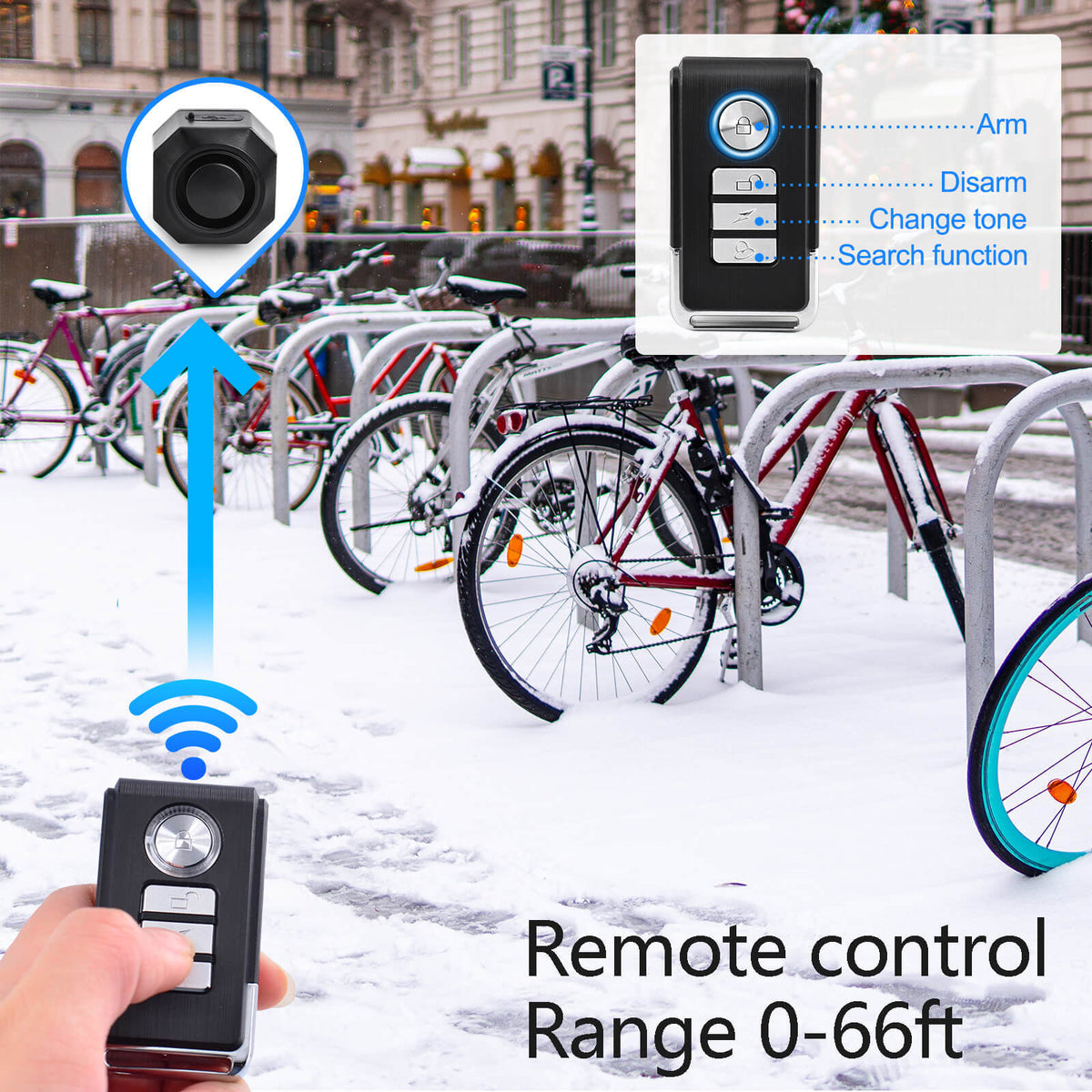 Wireless Bike Alarm System with Remote, Vibration Detection & Waterproof USB Rechargeable