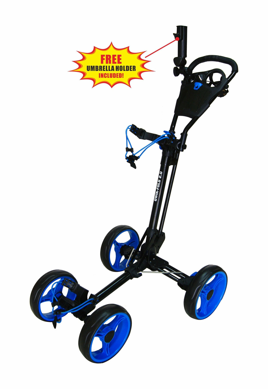 Quick-Fold 4 Wheel Folding Golf Push Cart with Foot Brake and Adjustable Handle