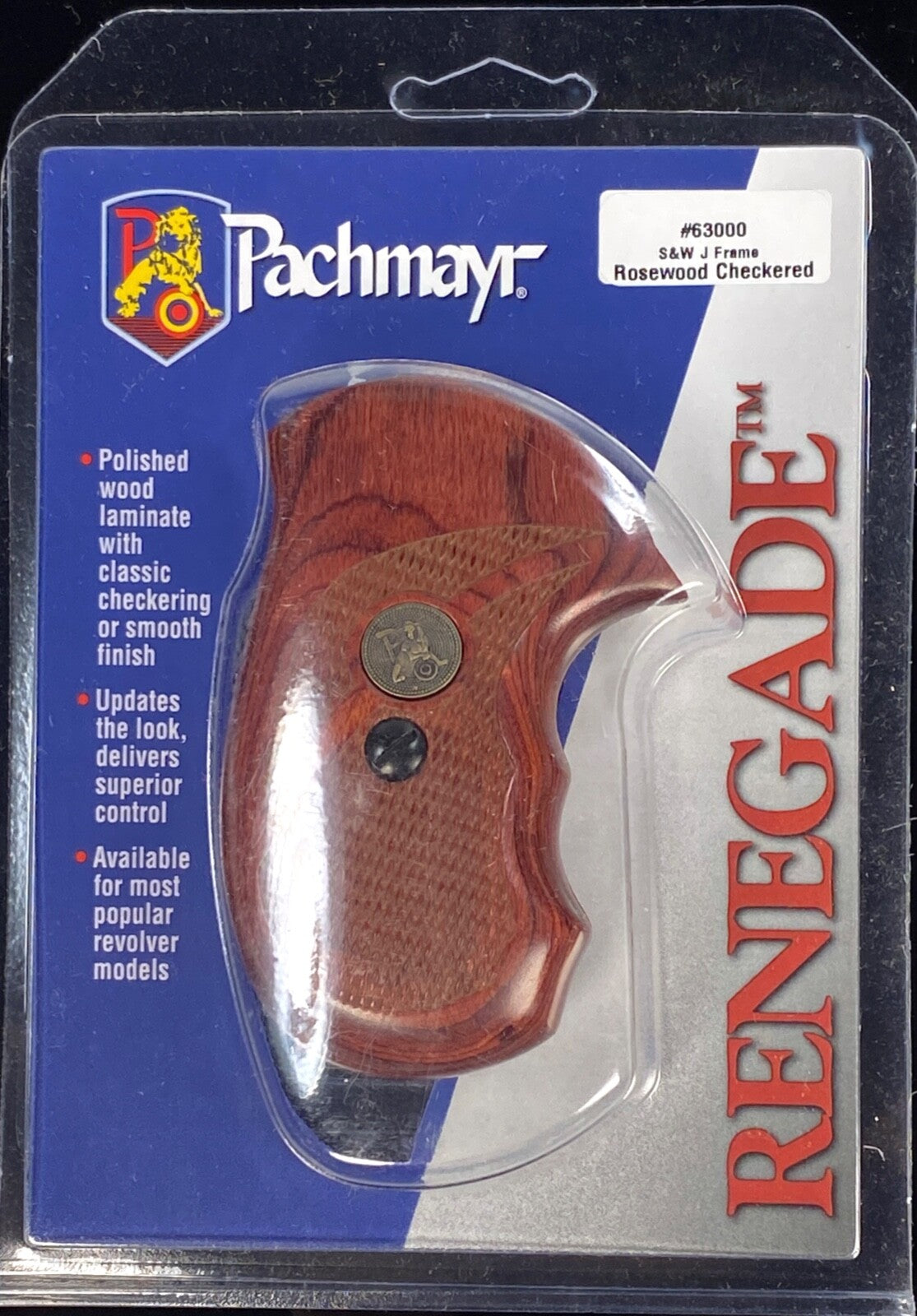 Pachmayr Rosewood Checkered Revolver Grip for S&W J Frame Round Butt
