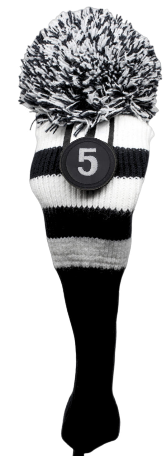 Golf Fairway Wood Headcover with Pom Pom - Double Knit Material, Fits All Clubs