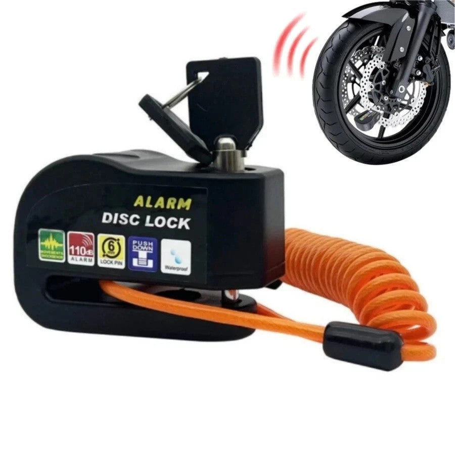 Motorcycle Disc Brake Lock with Loud Alarm Anti-Theft Security for Bikes & Scooters