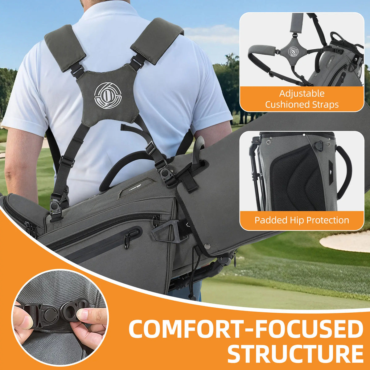 7-Way Golf Stand Bag Waterproof Lightweight with 900D Material
