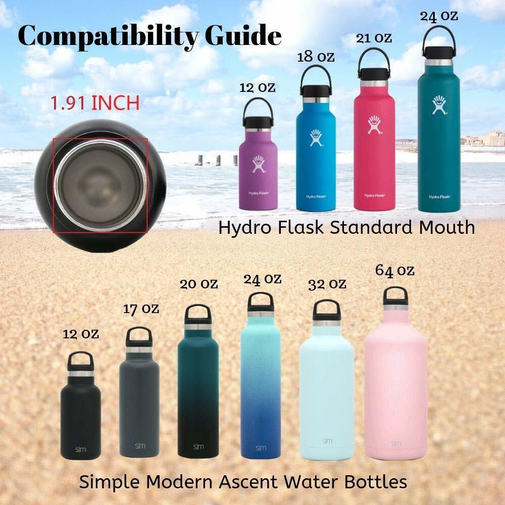 3 Pack Water Bottle Lids for Hydro Flask Standard Mouth - Straw, Bite Valve & Bamboo Twist