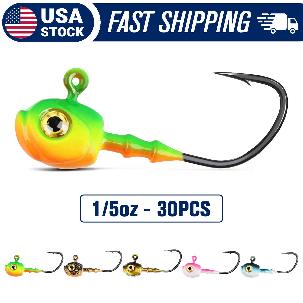Fishing Jig Heads Kit for Soft Baits 20-40PCS Multiple Weights