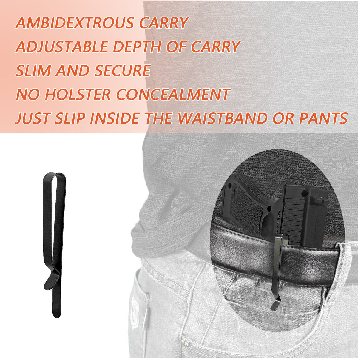 Concealed Carry Gun Belt Clip - Low Profile Slim IWB Holster for Tactical Use
