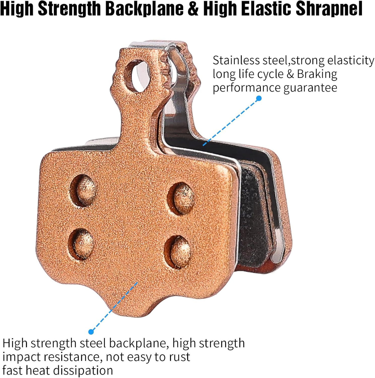 Sintered Metal Bike Brake Pads Compatible with SRAM & E-Bike Disc Brakes - 2 Pairs