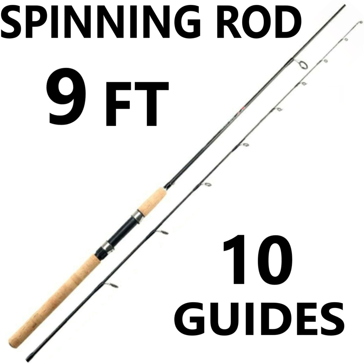 Medium Heavy Carbon Fiber Spinning Fishing Rod & Reel Combo - Fast Action, Cork Handle