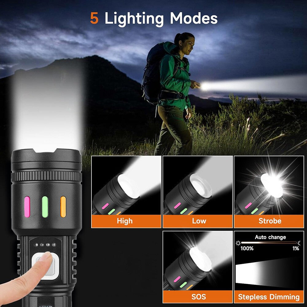 Super Bright Rechargeable LED Tactical Flashlight 99000000LM with Zoom & Multiple Modes