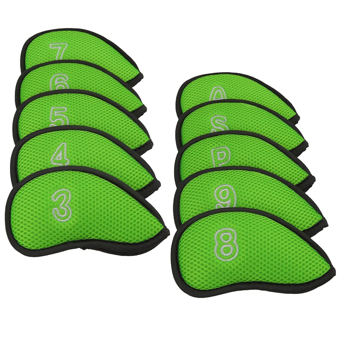 Golf Iron Covers Set - Mesh Head Covers for Most Irons Bright Green