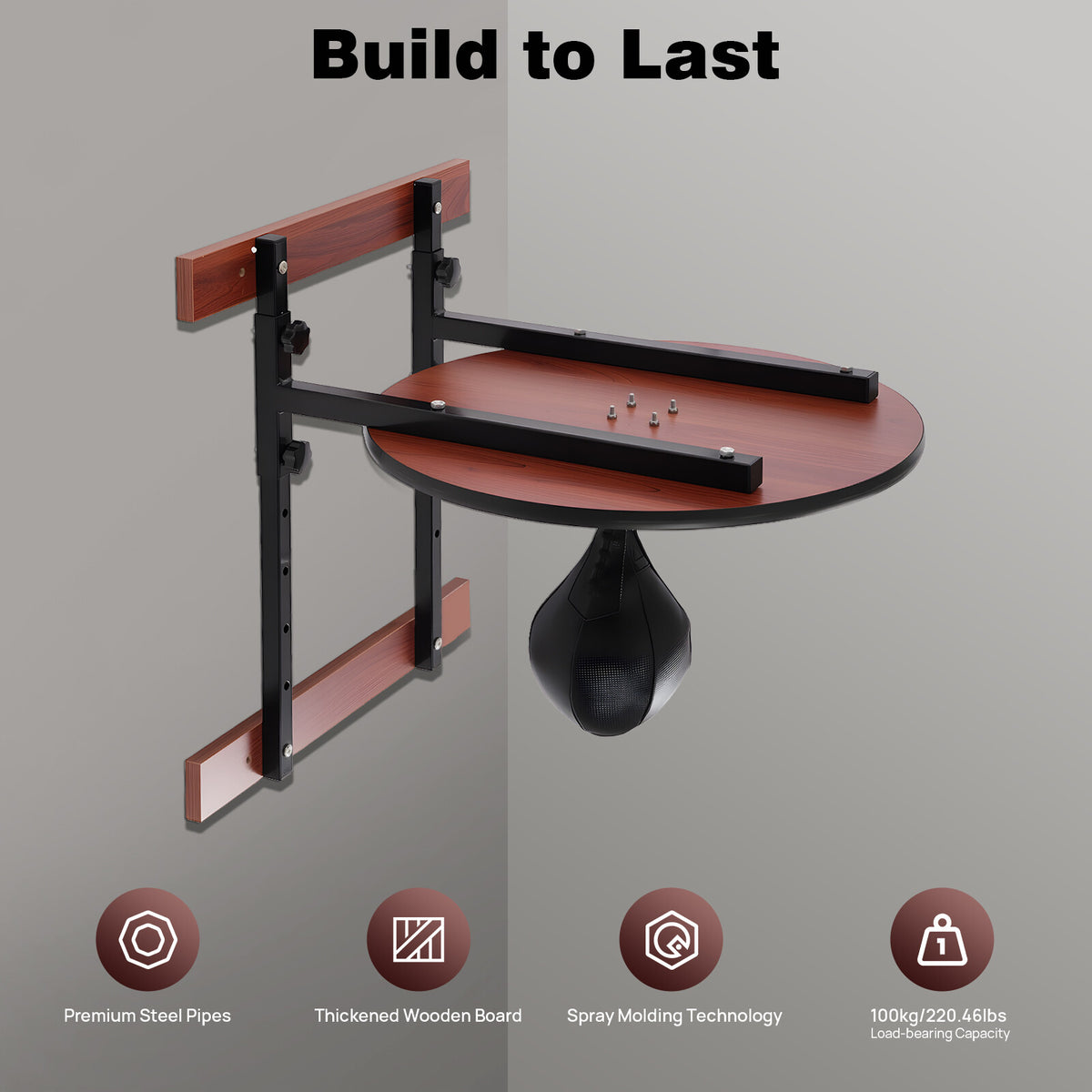 Heavy Duty Speed Bag Platform Kit with Adjustable Brackets for Boxing Training