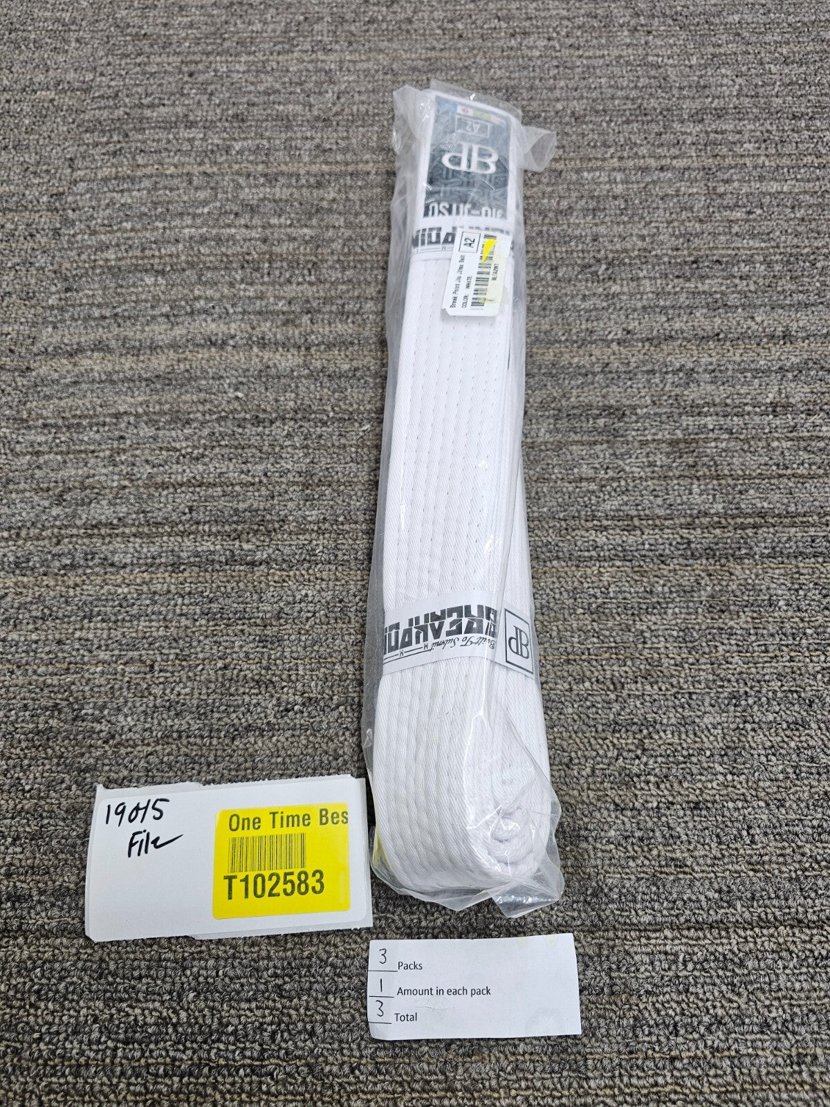 (QTY 3) White Belt for JiuJitsu MMA BJJ Gi - Adult Rank Training Gear