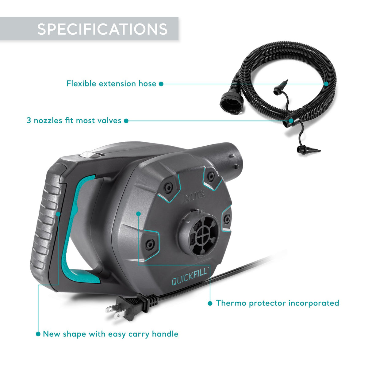 Electric Air Pump for Inflatable Float & Bed - 38.9 CFM, 120V