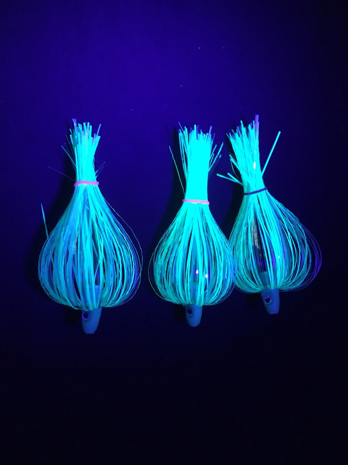 Salmon Trolling Flies Green Dragon Series Pack of 3 - Unrigged UV Glow 4"