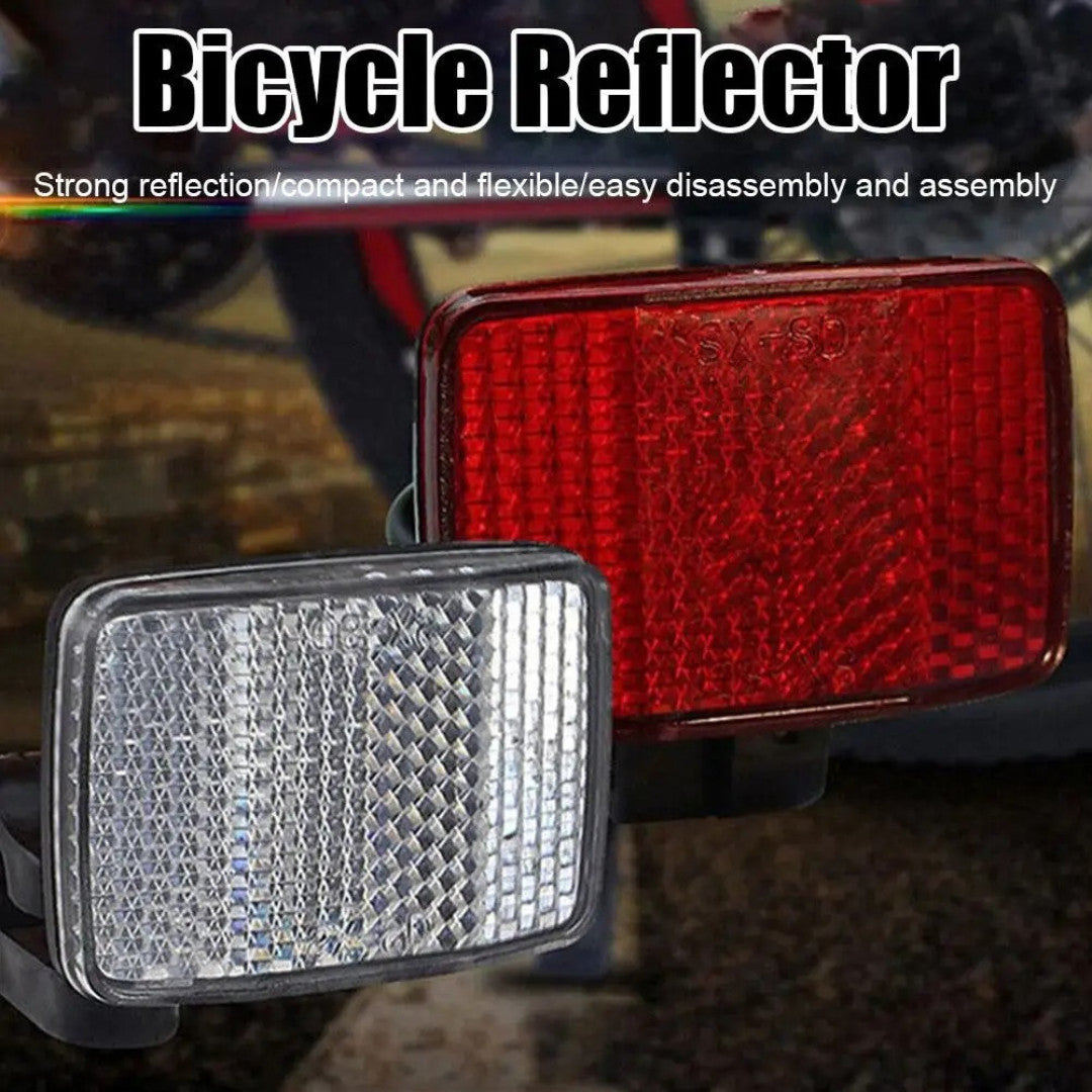 Bike Reflector Set Front White & Rear Red Safety Warning Lights