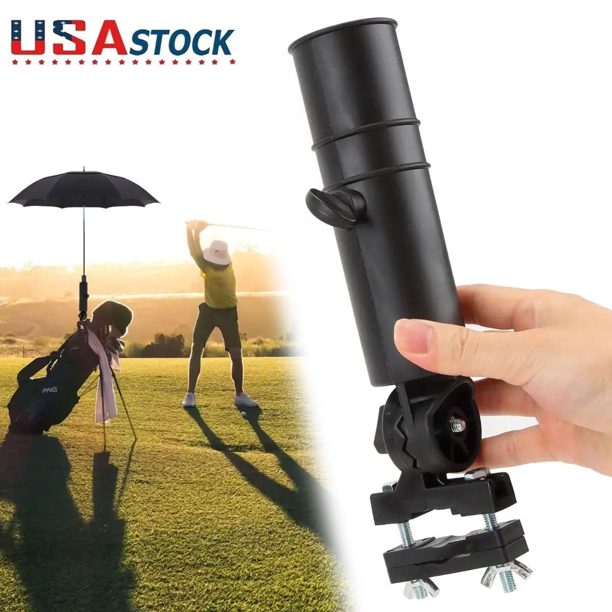 Adjustable Golf Umbrella Holder Clamp for Push Cart Stroller Bike