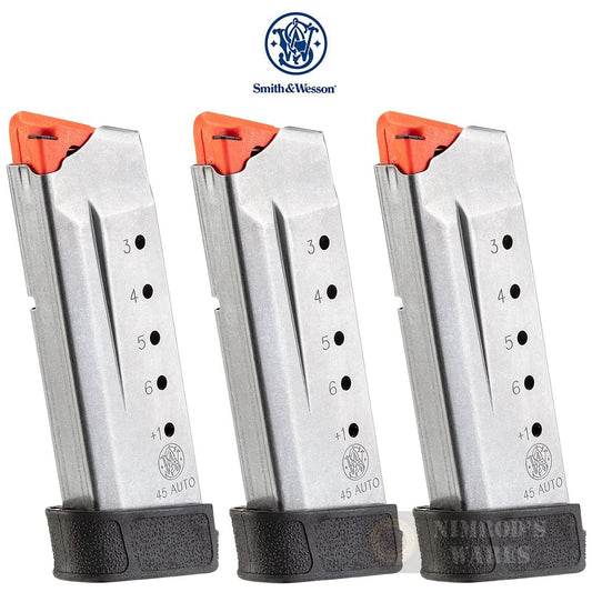 3 Pack Stainless Steel M&P Shield .45 ACP Magazines - 7 Round Capacity