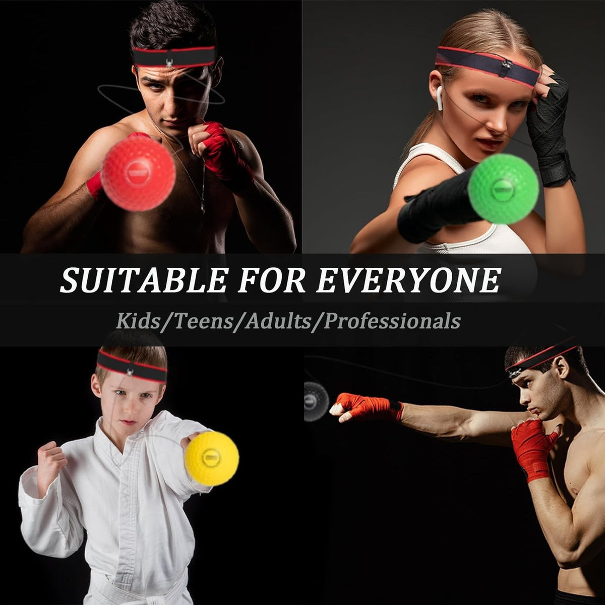 Reflex Boxing Ball Set with 2 Adjustable Headbands - Multiple Difficulty Levels