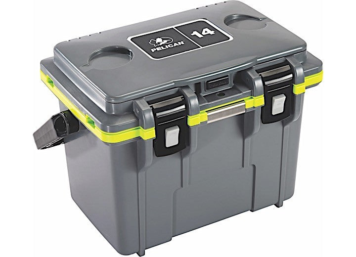 14 Quart Insulated Cooler Box - Dark Gray and Green Portable Food & Beverage Carrier