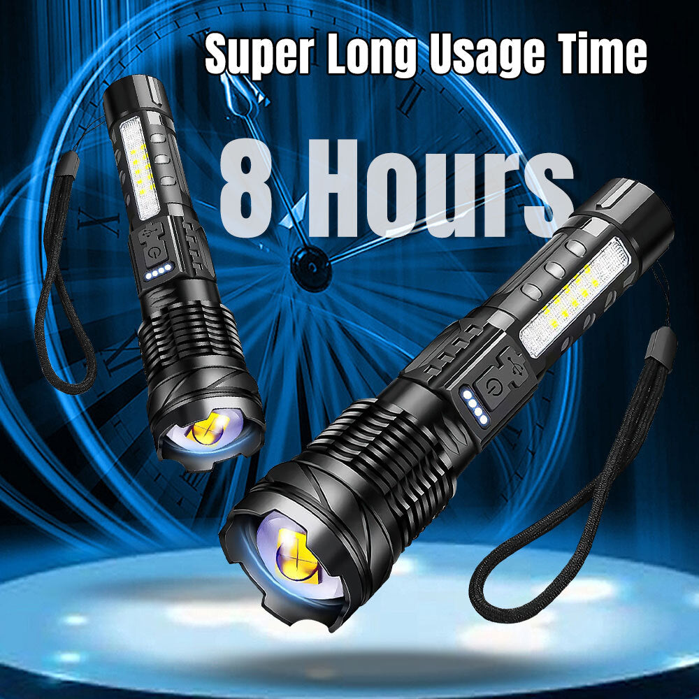 15000000LM Super Bright Rechargeable LED Tactical Flashlight - Waterproof, Multi-Mode, 200-500m Range