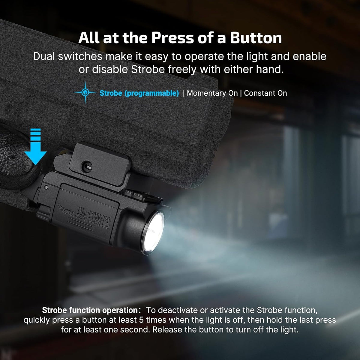 Rail Mounted Tactical Light with 600 Lumens and Rechargeable Batteries