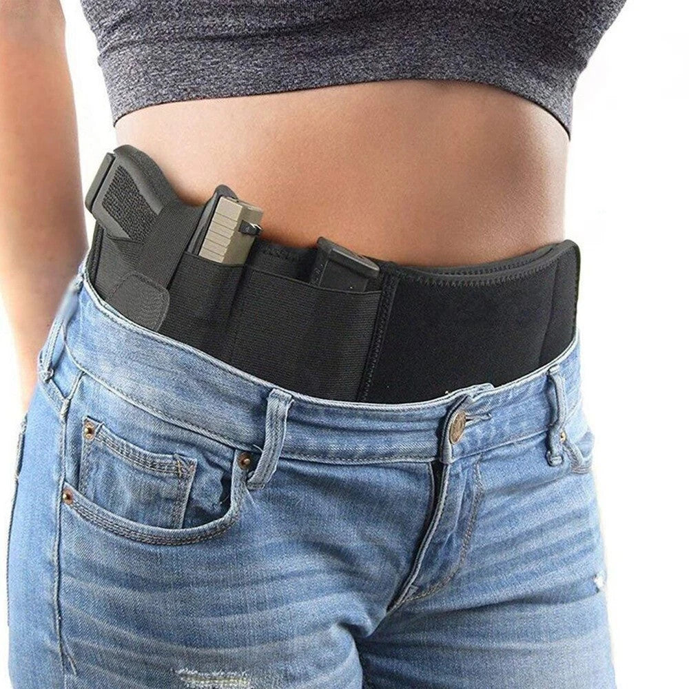 Concealed Carry Belly Band Holster for Pistols & Revolvers - Black