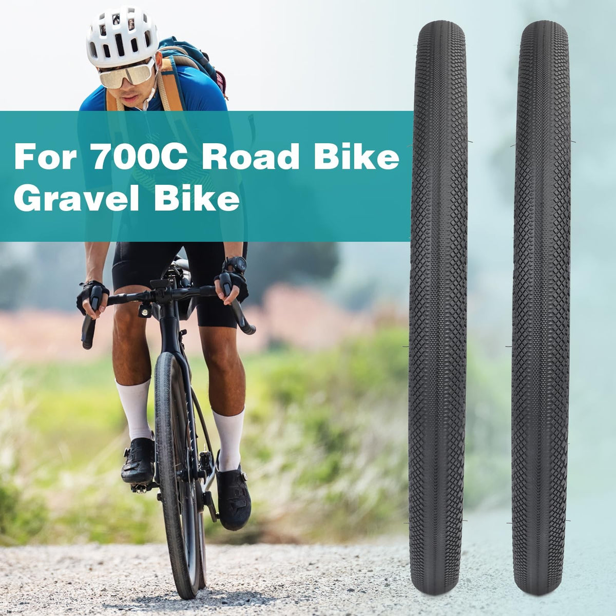 700x40/42C Gravel Bike Tires with Tubes - Foldable, Durable, for Off-Road & Road Cycling