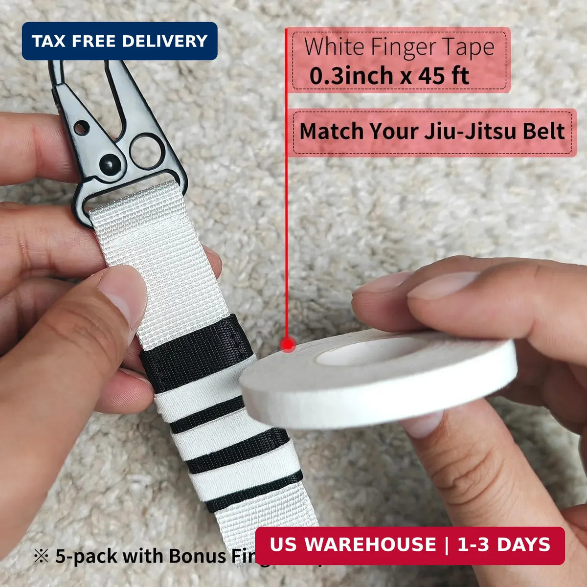 Jiu Jitsu Belt Keychain Set with Finger Tape - Martial Arts Gift for Men & Women