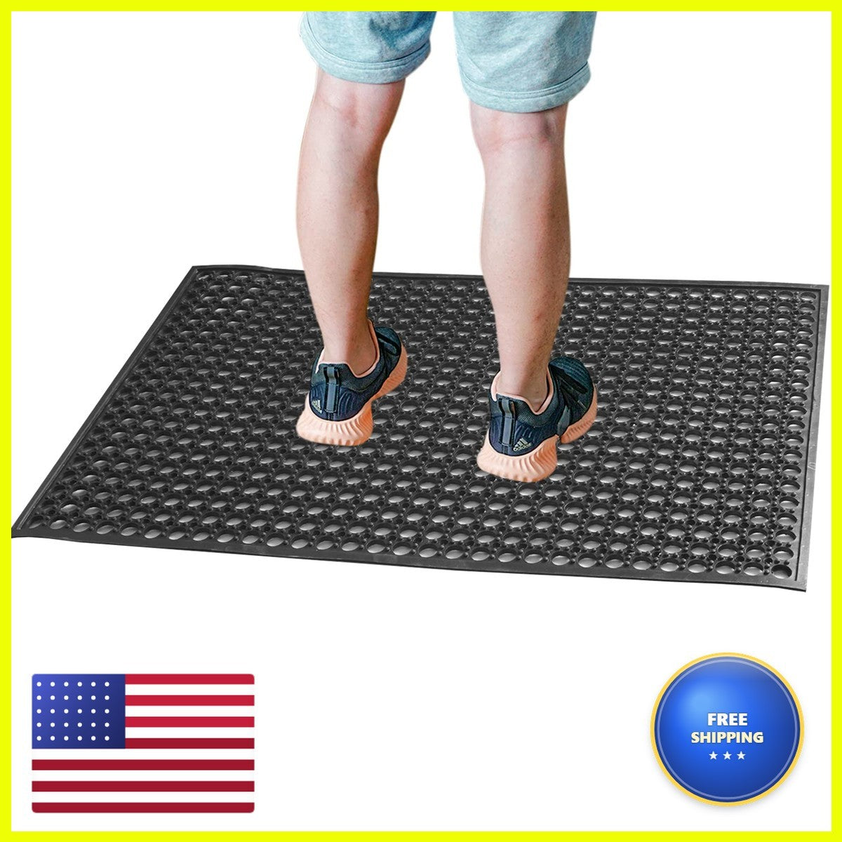 Outdoor Rubber Floor Mat 24x36 Anti-Fatigue Drainage Non-Slip Rubber Mat