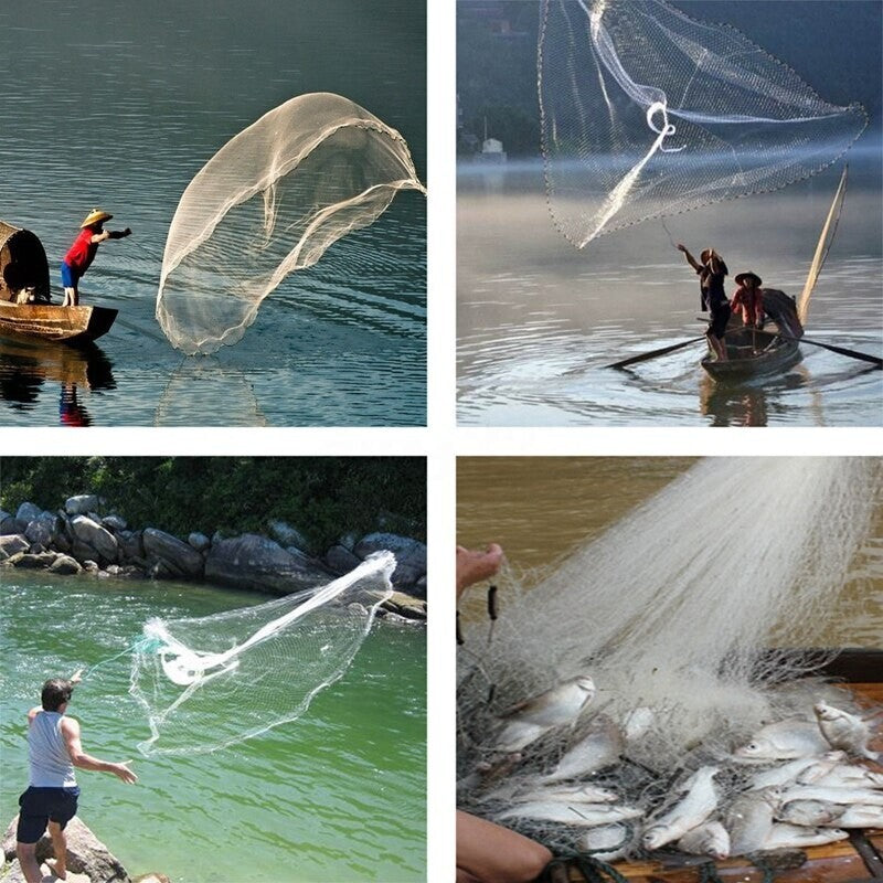 Fishing Cast Net - Heavy Duty Nylon Mesh Bait Net for Anglers