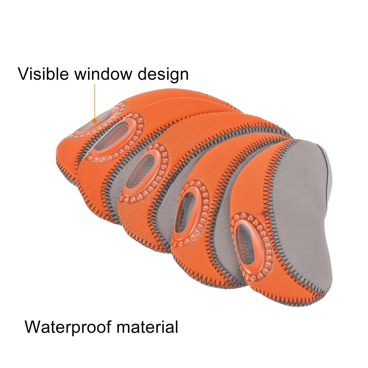 Golf Club Iron Head Covers with Visible Window Protector 10 Pack - Waterproof & Wear-Resistant