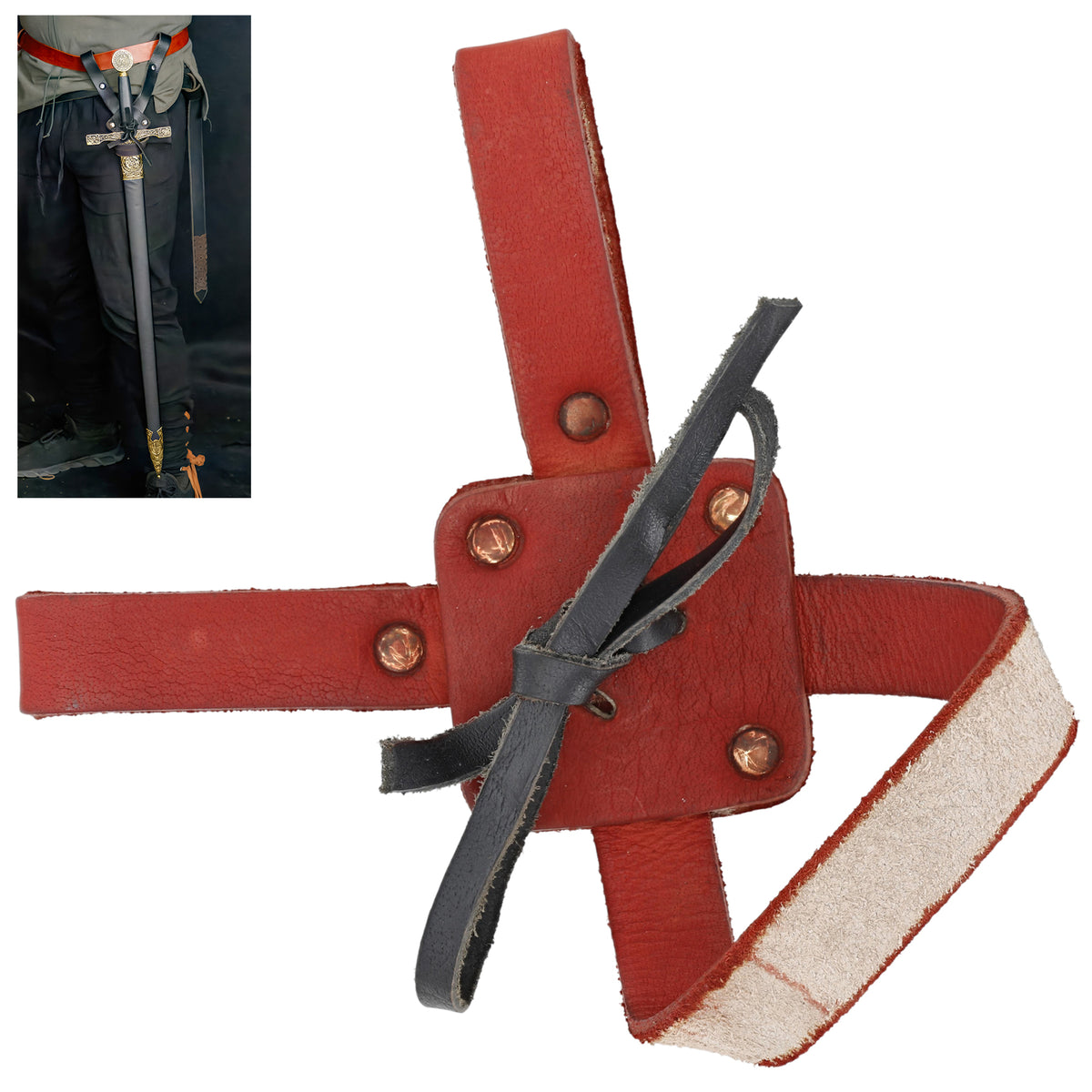 Ambidextrous Leather Sword & Axe Frog Holder for LARP & Medieval Cosplay