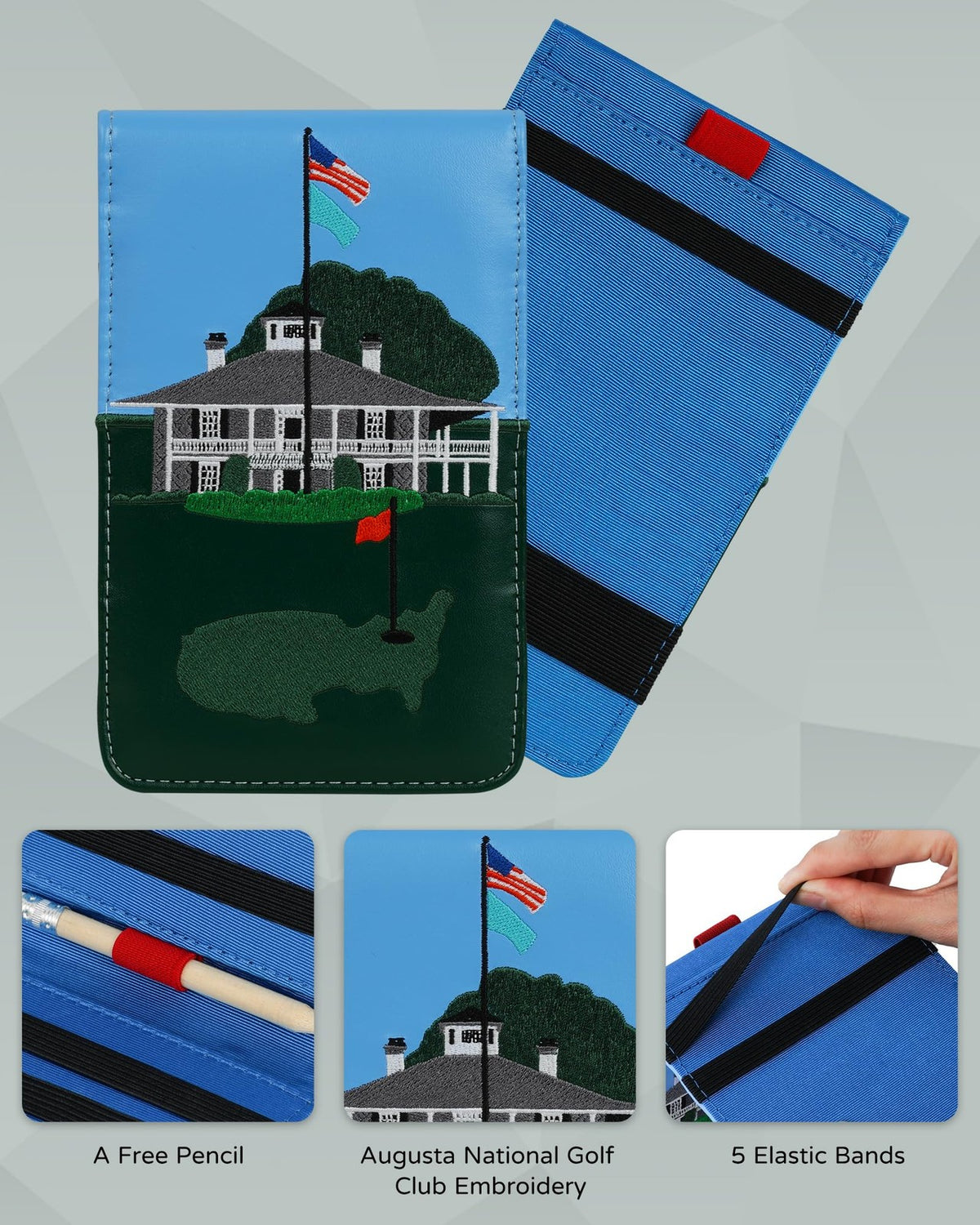 Golf Scorecard Holder Waterproof Leather Yardage Book Cover with Clover Design