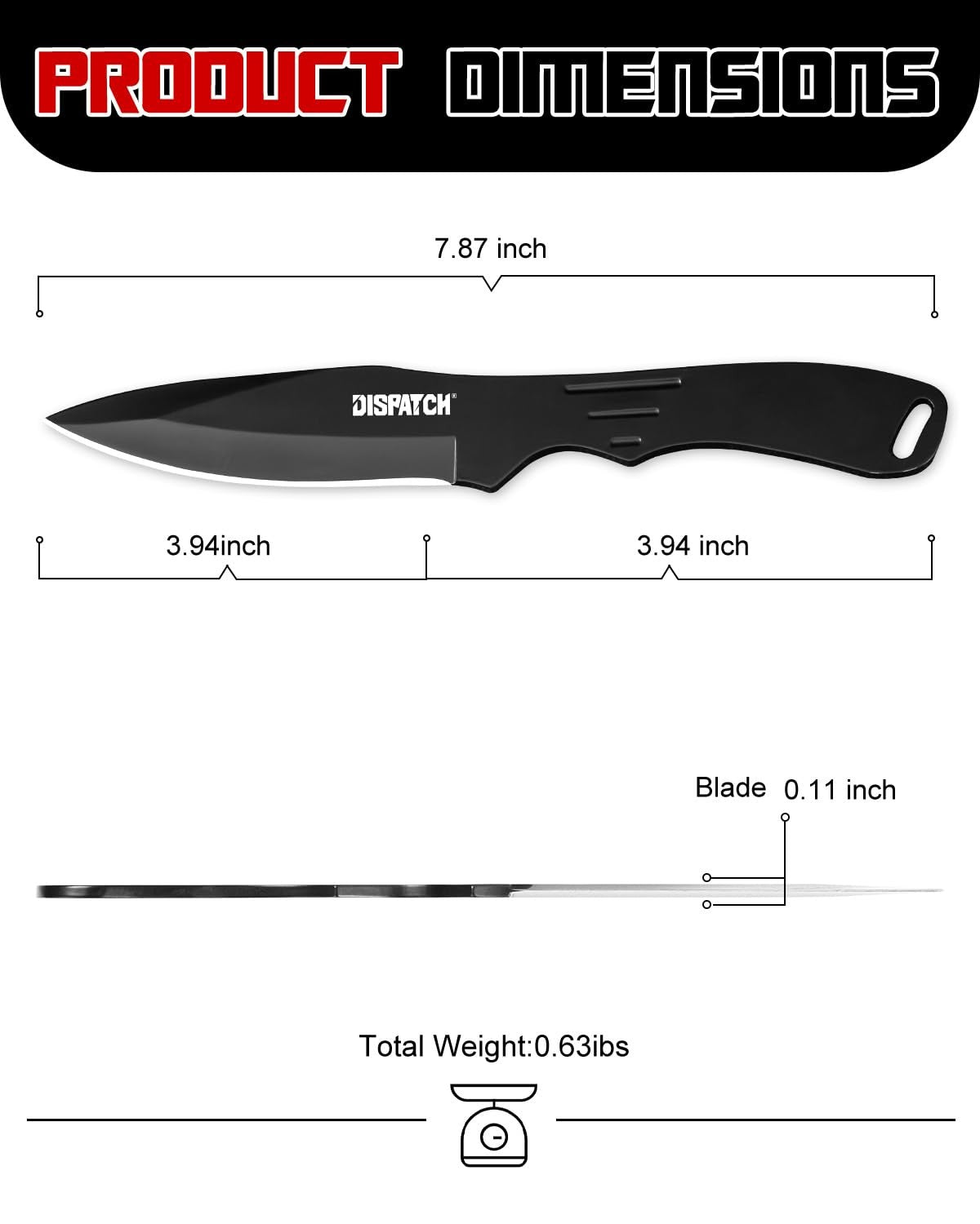 3-Piece Stainless Steel Kunai Throwing Knife Set with Nylon Sheath - Well Balanced for Target Practice