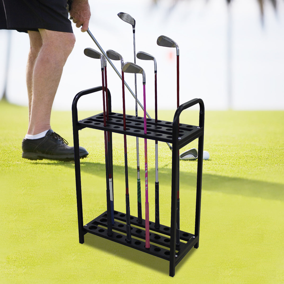 Golf Club Display Rack Organizer for 27 Clubs Steel Stand Storage