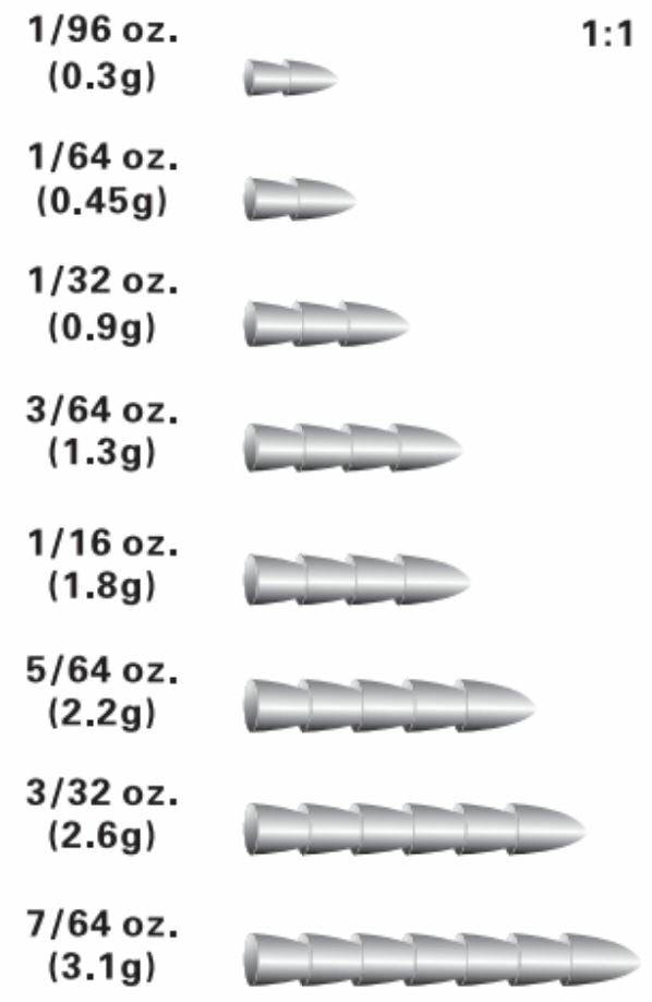 Tungsten Nail Sinkers for Soft Plastic Baits Fishing Weights 10 Pack - Multiple Sizes