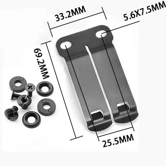 Kydex Metal Holster Clip for Gun Knife Tool Belt Waist Mount - Black